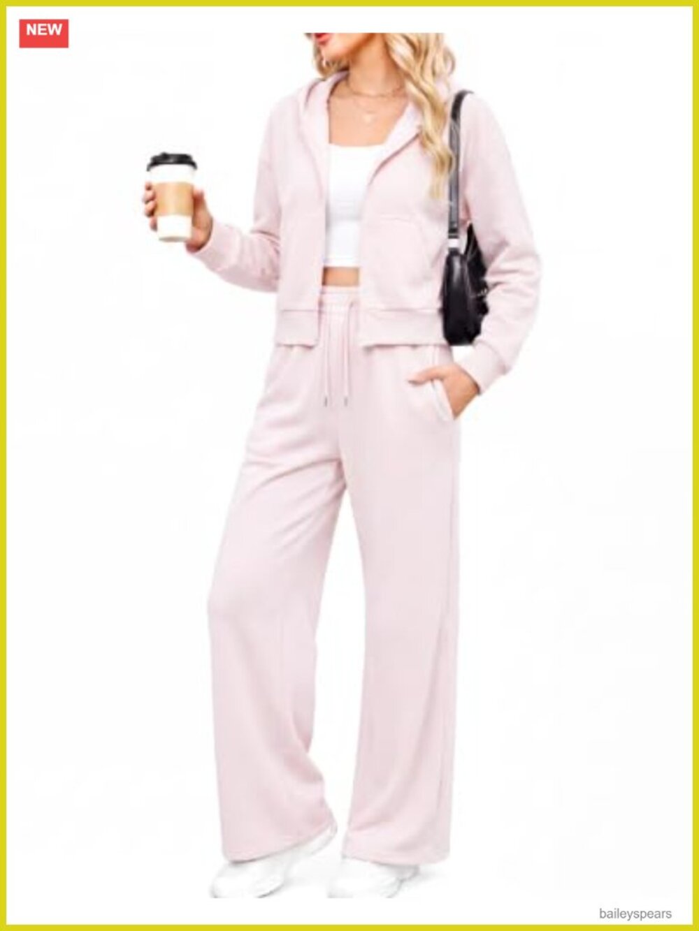 Women's 2 Piece Sweatsuit Set Zip Up Hoodie Wide Leg Pants Lounge Tracksuit
